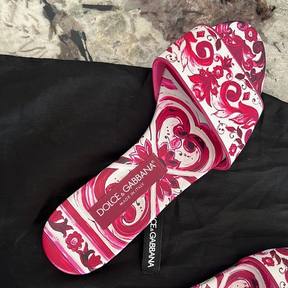 DOLCE & GABBANA PRINTED CANCAS SLIDES SIZE 38.5